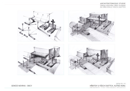 KUTNÁ HORA - HŘBITOV U VŠECH SVATÝCH | Úprava a kultivace prostoru před vstupem - křížení dvou světů. Geneze návrhu.
